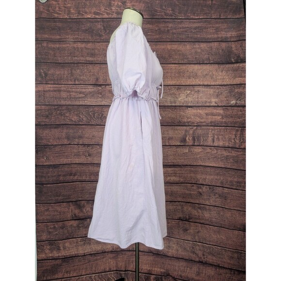 Universal Threads Petal Pink Lavender Puff Sleeve 100% Cotton Midi Dress Size XS - Picture 2 of 8